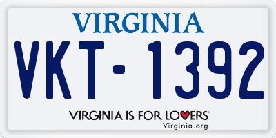 VA license plate VKT1392