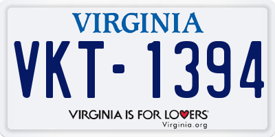 VA license plate VKT1394