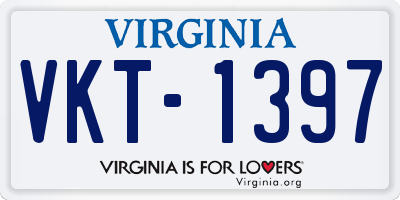 VA license plate VKT1397