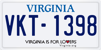VA license plate VKT1398
