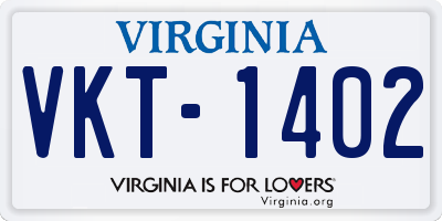 VA license plate VKT1402