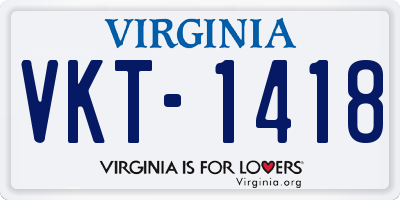 VA license plate VKT1418