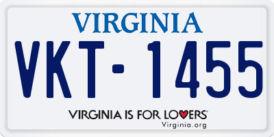 VA license plate VKT1455