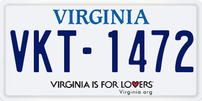 VA license plate VKT1472
