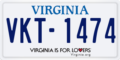 VA license plate VKT1474