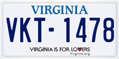 VA license plate VKT1478