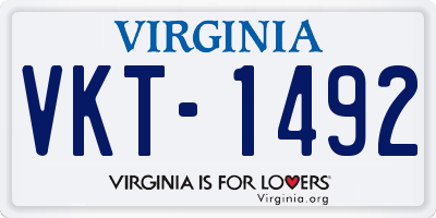 VA license plate VKT1492
