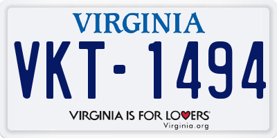 VA license plate VKT1494
