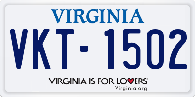 VA license plate VKT1502