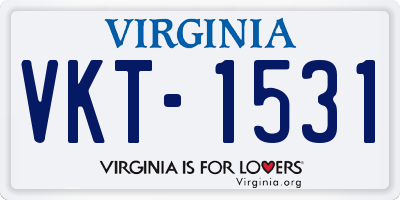 VA license plate VKT1531