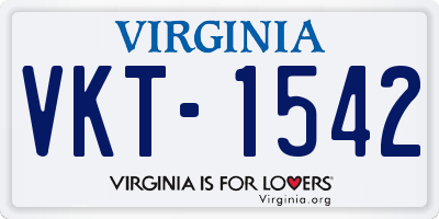 VA license plate VKT1542