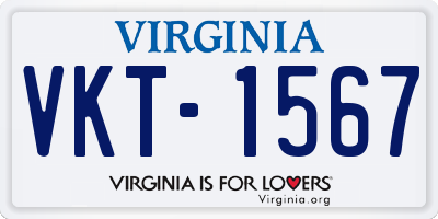 VA license plate VKT1567