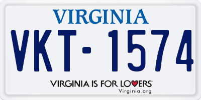 VA license plate VKT1574