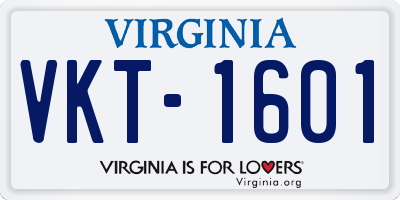 VA license plate VKT1601