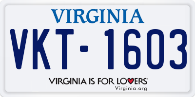 VA license plate VKT1603