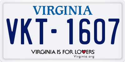 VA license plate VKT1607