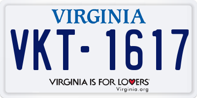 VA license plate VKT1617