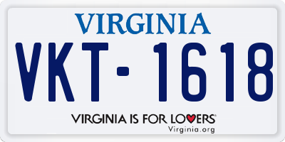 VA license plate VKT1618