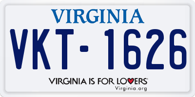 VA license plate VKT1626