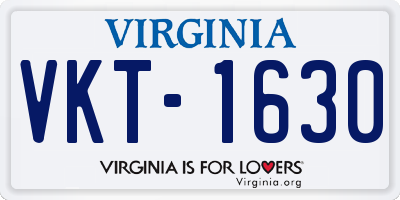 VA license plate VKT1630