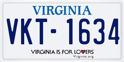 VA license plate VKT1634