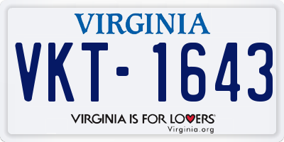 VA license plate VKT1643