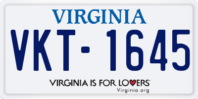 VA license plate VKT1645
