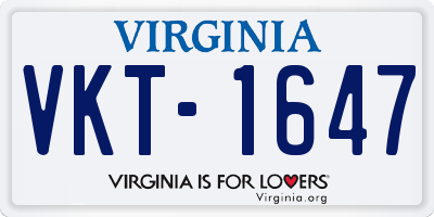VA license plate VKT1647