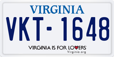 VA license plate VKT1648