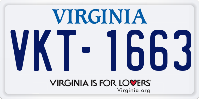 VA license plate VKT1663