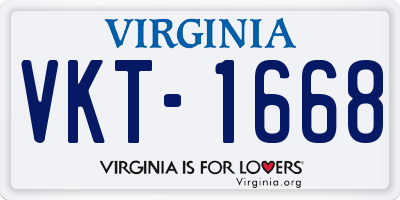 VA license plate VKT1668
