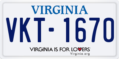 VA license plate VKT1670