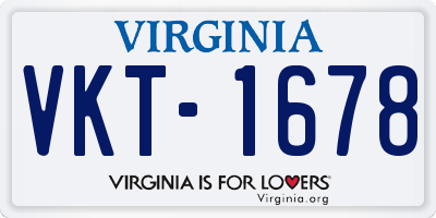 VA license plate VKT1678