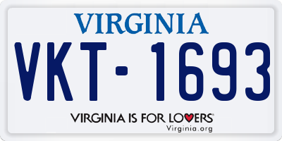 VA license plate VKT1693