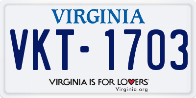 VA license plate VKT1703