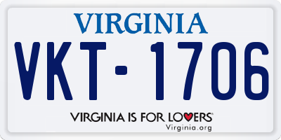 VA license plate VKT1706