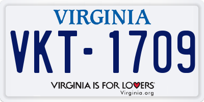 VA license plate VKT1709