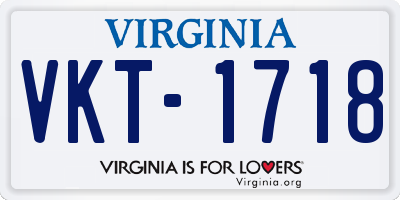 VA license plate VKT1718