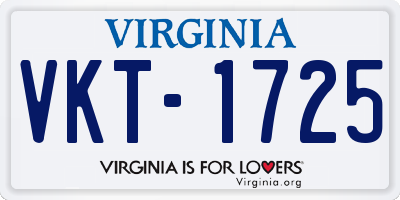 VA license plate VKT1725