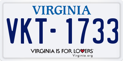 VA license plate VKT1733