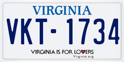 VA license plate VKT1734
