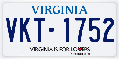 VA license plate VKT1752
