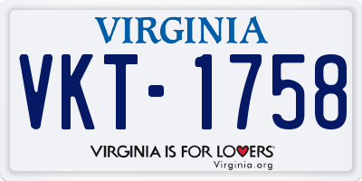VA license plate VKT1758