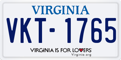 VA license plate VKT1765