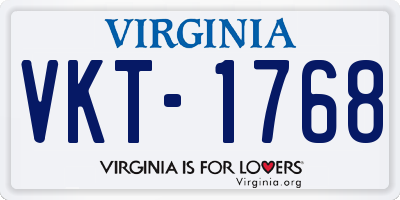 VA license plate VKT1768
