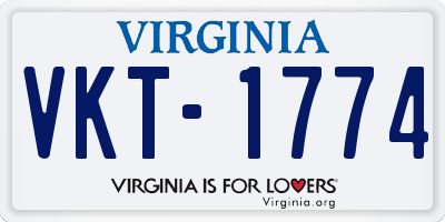 VA license plate VKT1774