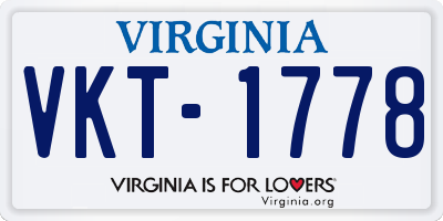 VA license plate VKT1778