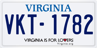 VA license plate VKT1782