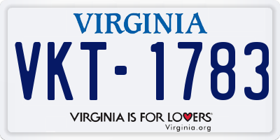 VA license plate VKT1783