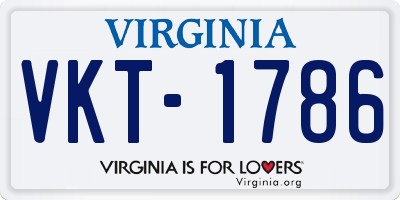 VA license plate VKT1786